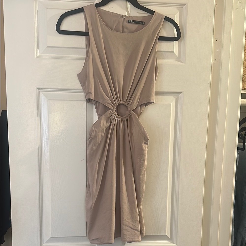 Zara Taupe Cut Out Mini Dress